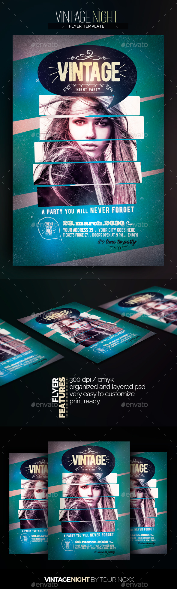 Vintage Night Flyer Template - Flyers Print Templates