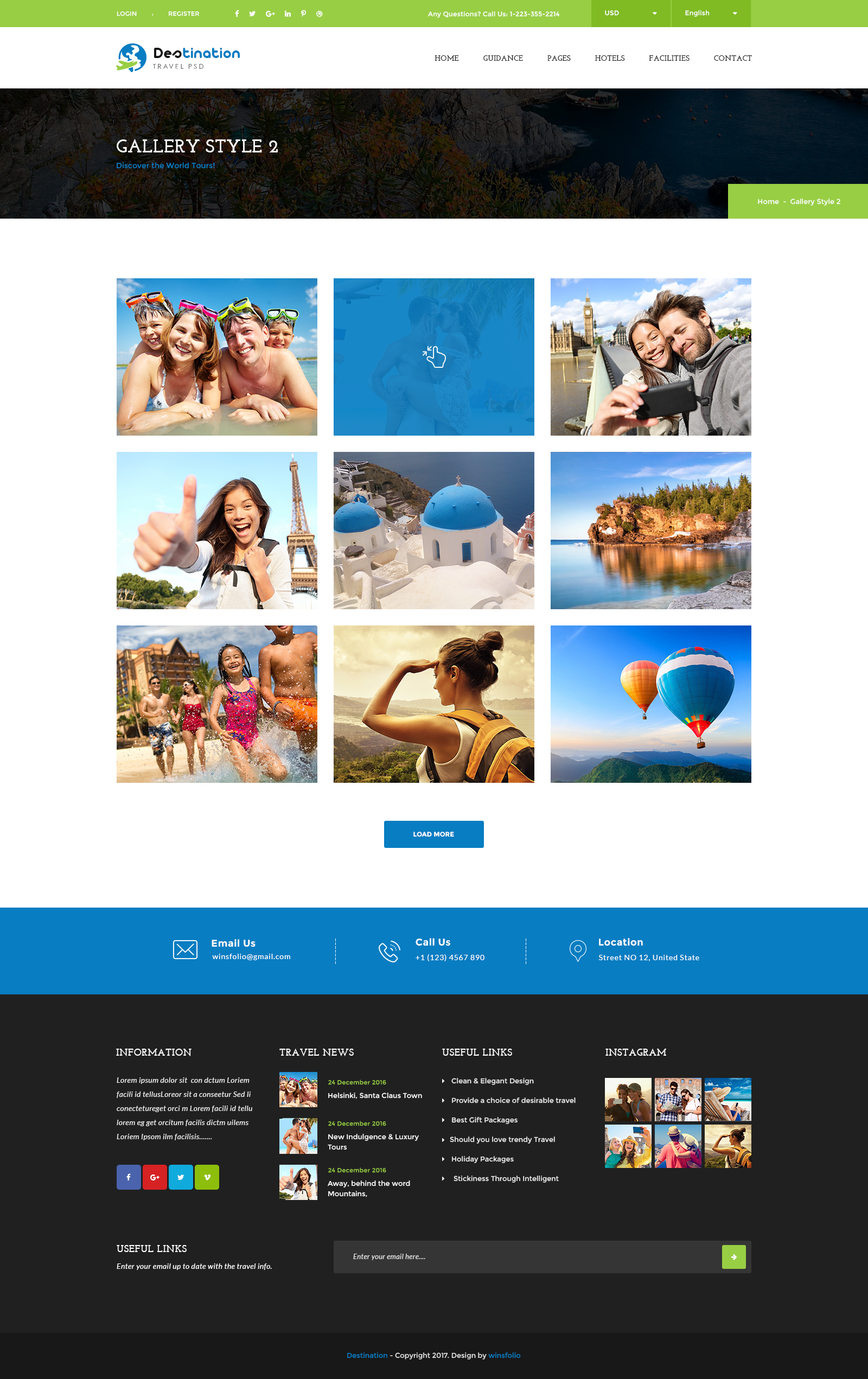 Destination - Hotels, Tours and Travel Booking PSD Template