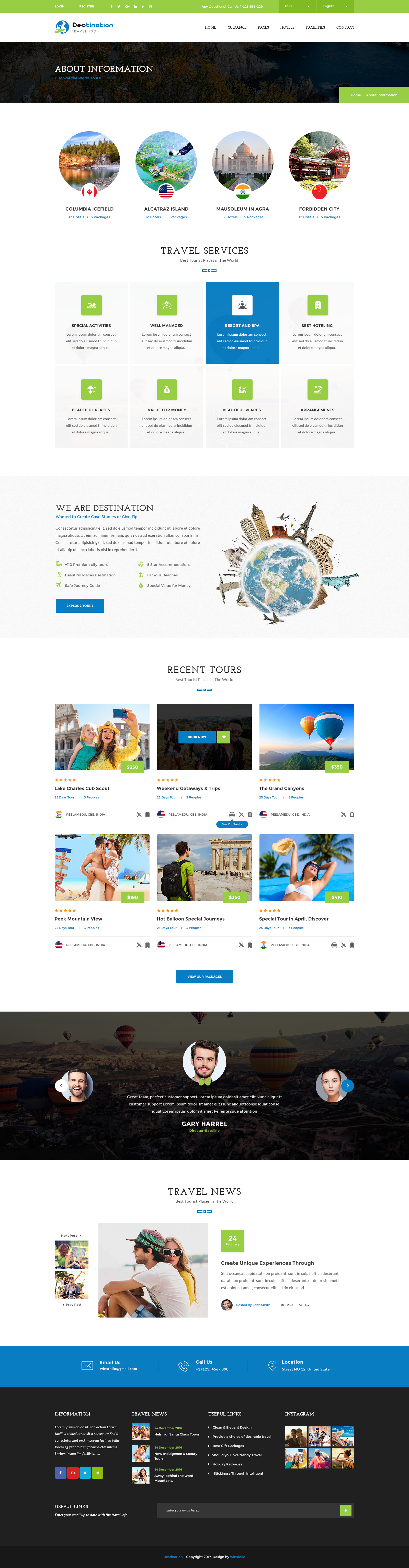 Destination - Hotels, Tours and Travel Booking PSD Template