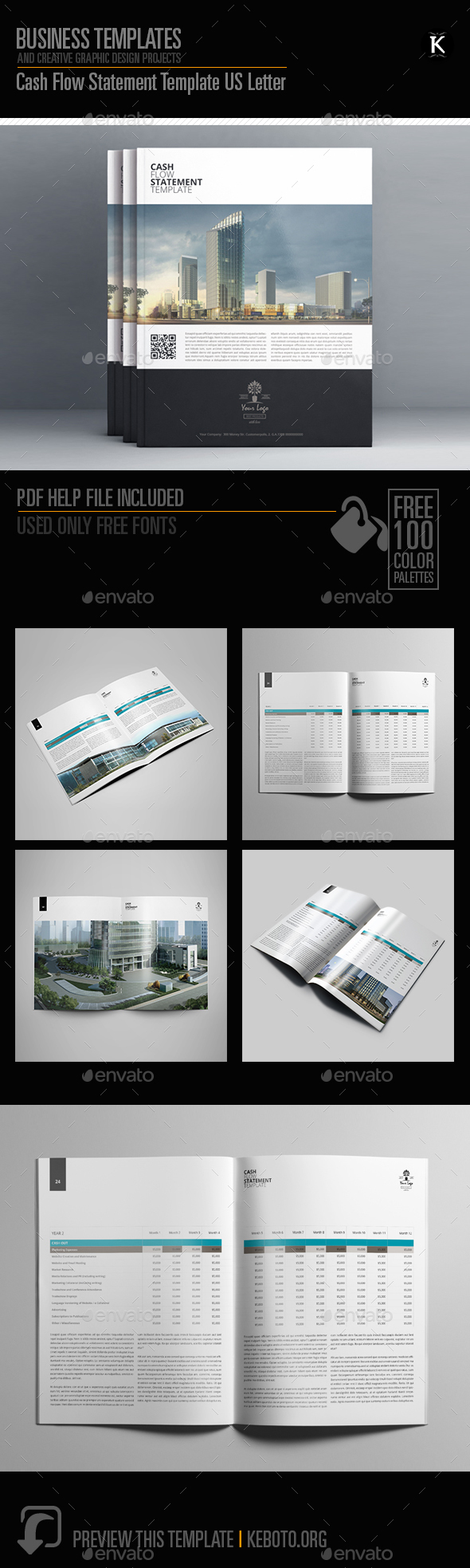 Cash Flow Statement Template US Letter - Miscellaneous Print Templates
