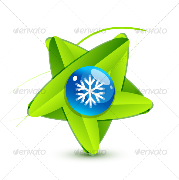 Green leaf symbol with snowflake - Nature Conceptual