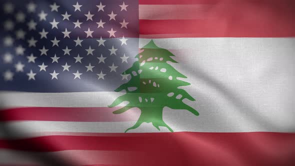 USA Lebanon Flag Loop Background 4K