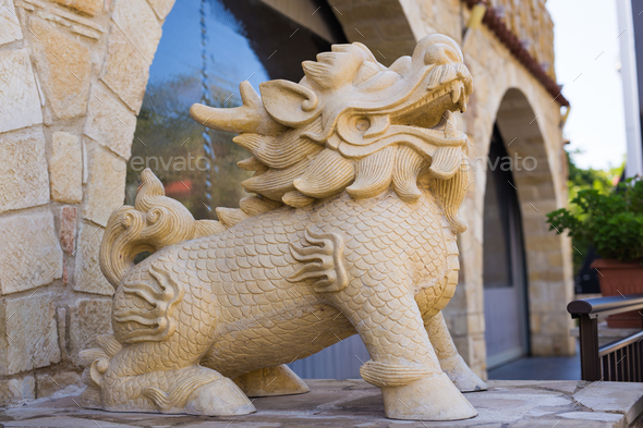 Statue of Chinese oriental lion