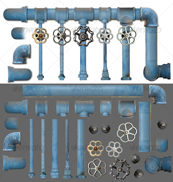 Pipes and Valves kit 1 - Industrial & Science Isolated Objects