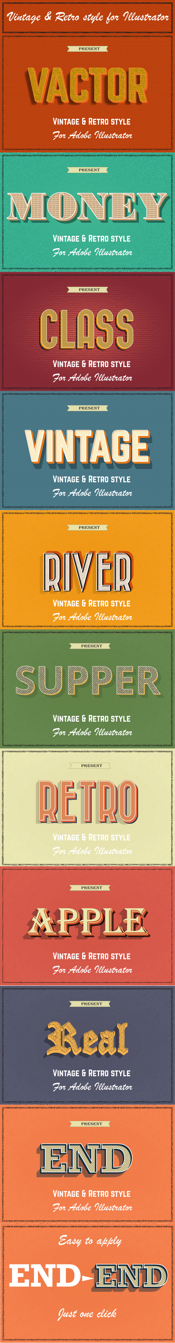 Vintage & Retro Graphic Styles for Illustrator - Styles Illustrator