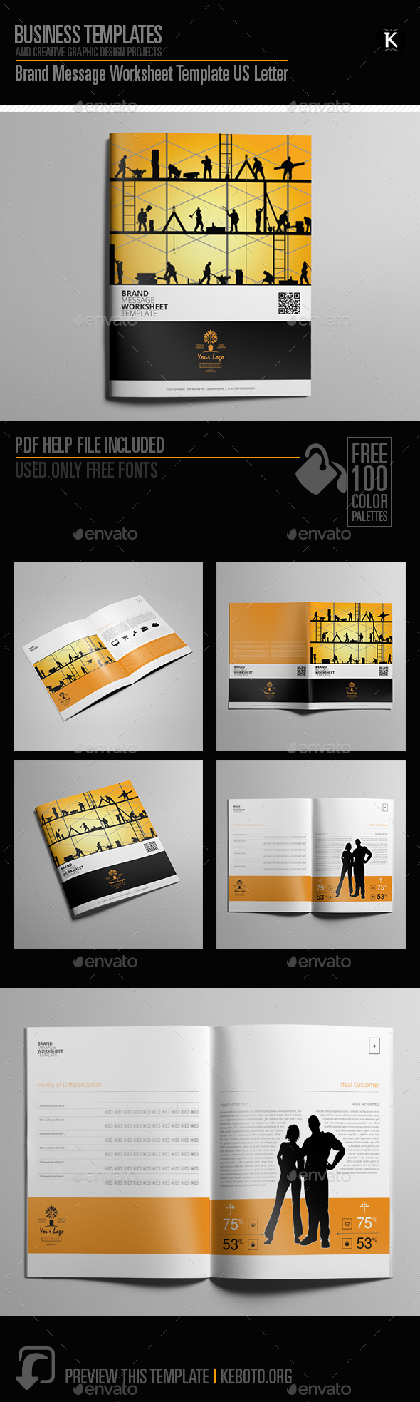 Brand Message Worksheet Template US Letter - Miscellaneous Print Templates