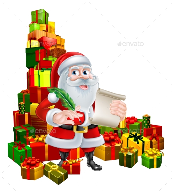Santa With Scroll and Gifts - Seasons/Holidays Conceptual