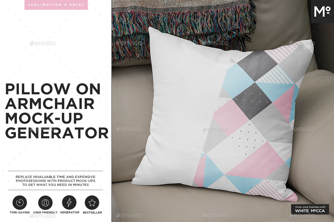 Download Pillow on the Armchair Generator Mock-up by Mocca2Go | GraphicRiver