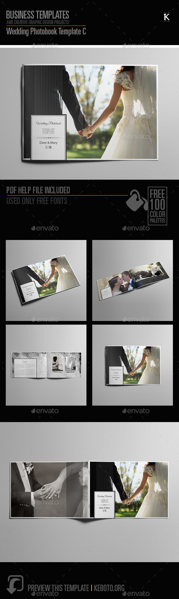 Wedding Photobook Template C - Photo Albums Print Templates