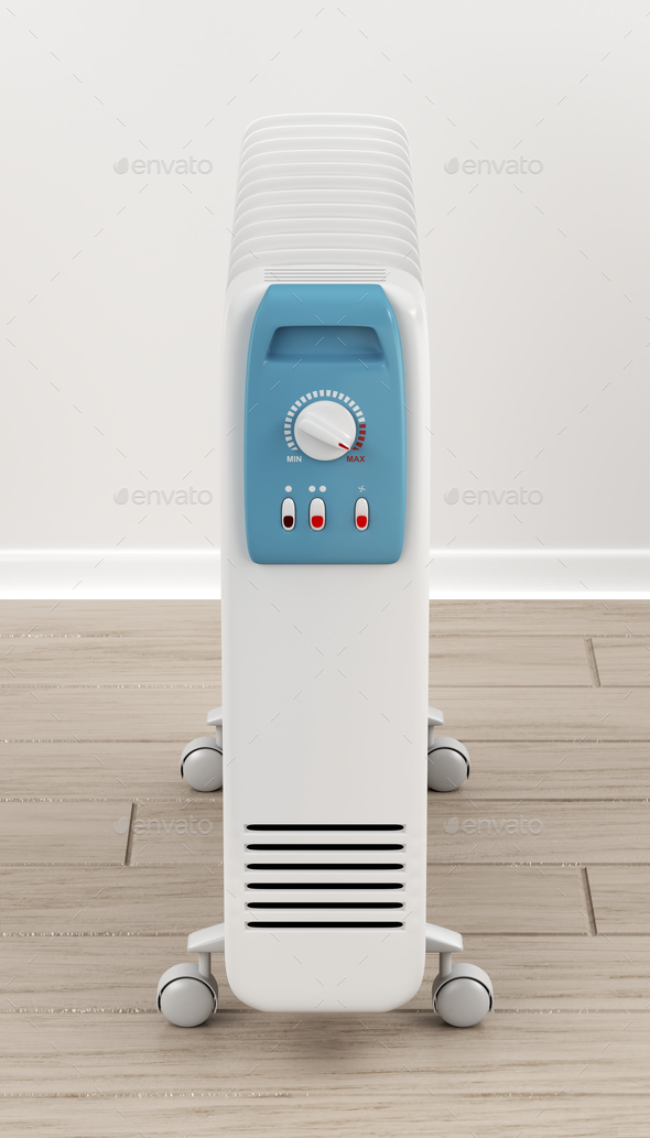 3d illustration of electric oil-filled heater