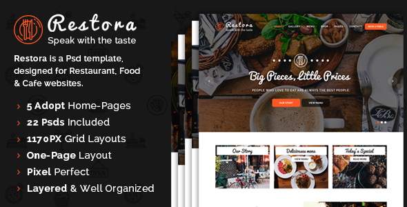 Restora - Restaurant PSD Template - Restaurants & Cafes Entertainment