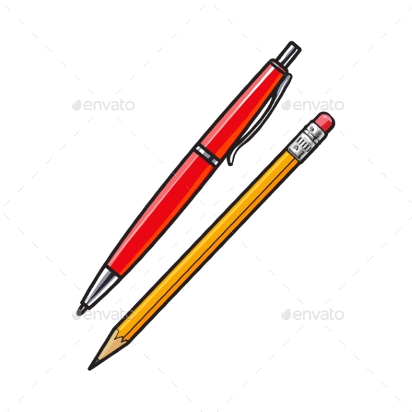 Ball Point Pen and Pencil - Miscellaneous Vectors
