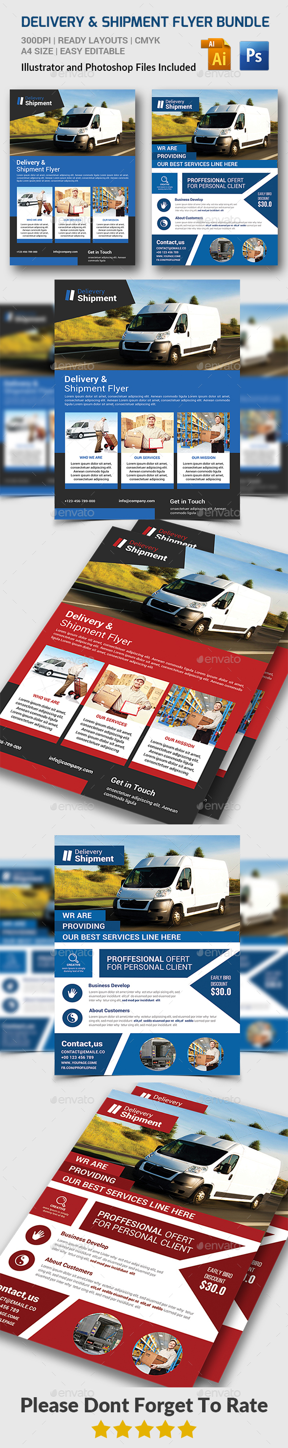 Delivery & Shipment Flyers Bundle - Corporate Flyers