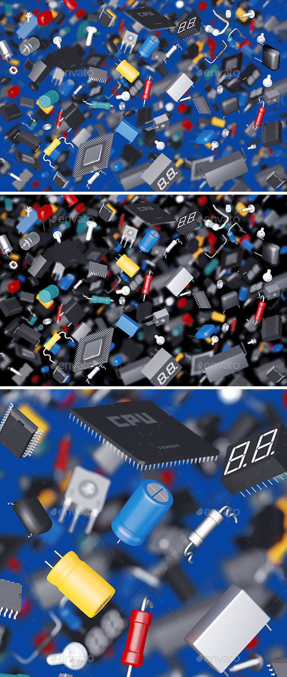Many Electronic Components - 3D Backgrounds