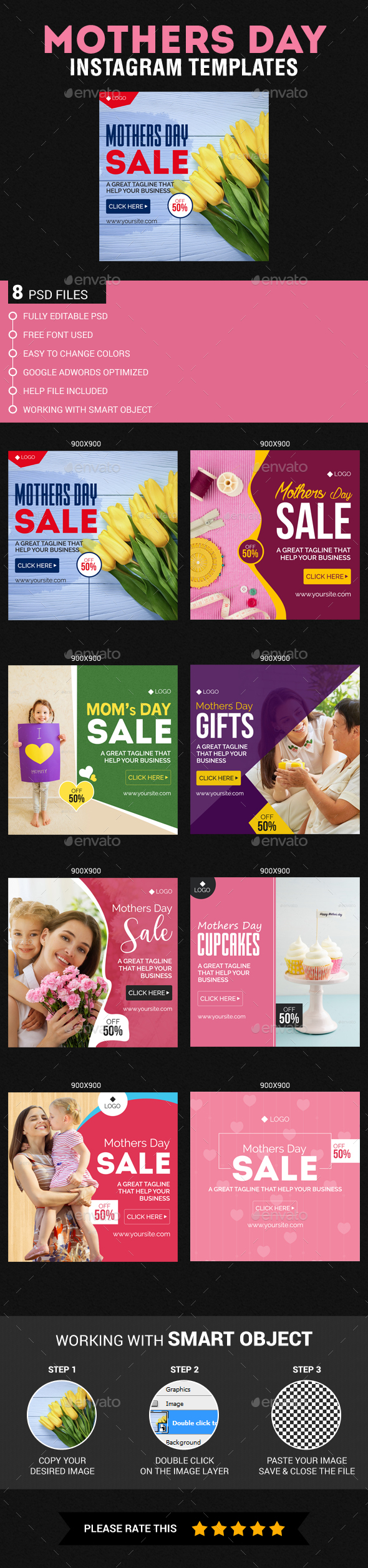Mothers Day Instagram Templates - Banners & Ads Web Elements