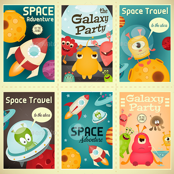Space Posters Set - Monsters Characters