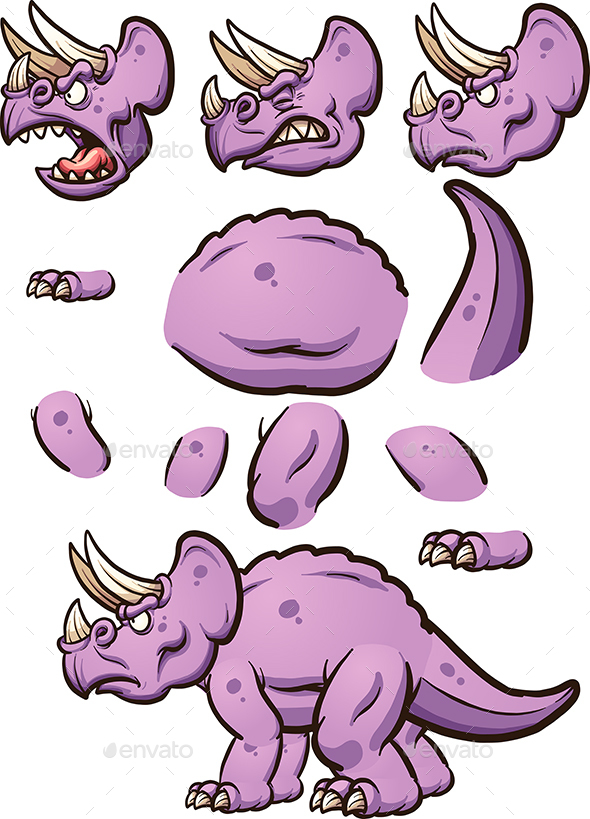 Cartoon Triceratops - Animals Characters