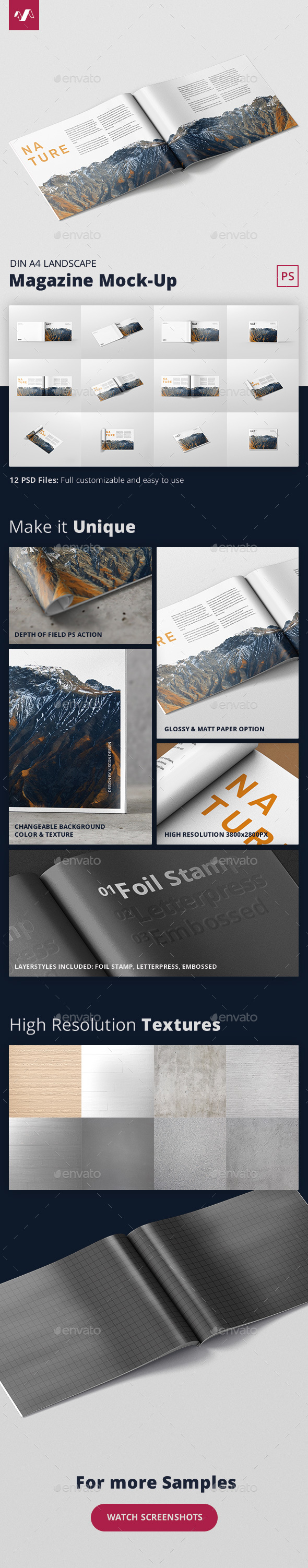 Magazine Mockup - A4 Landscape - Magazines Print