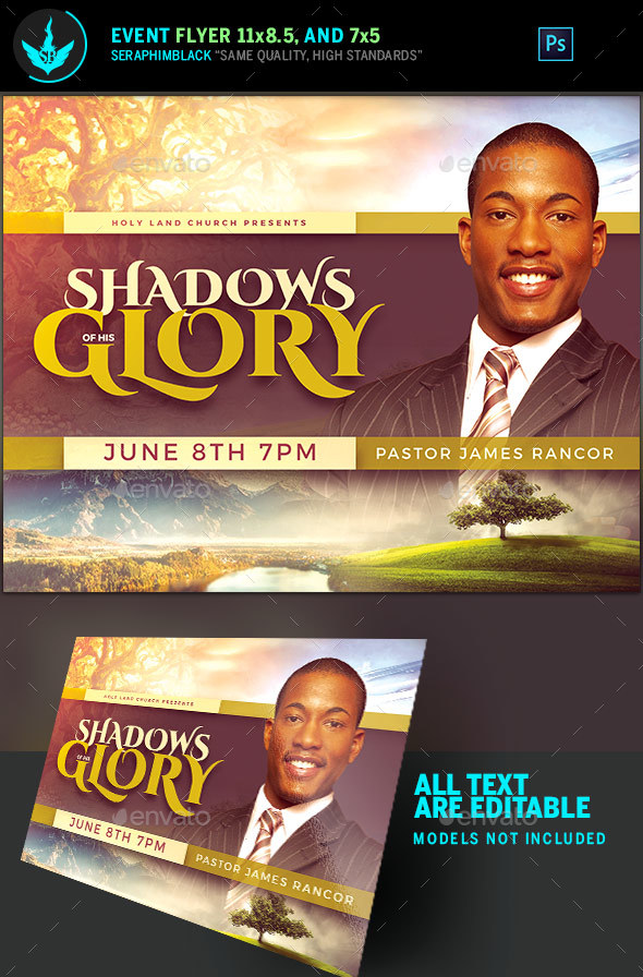 Shadows of His Glory Church Flyer Template - Church Flyers