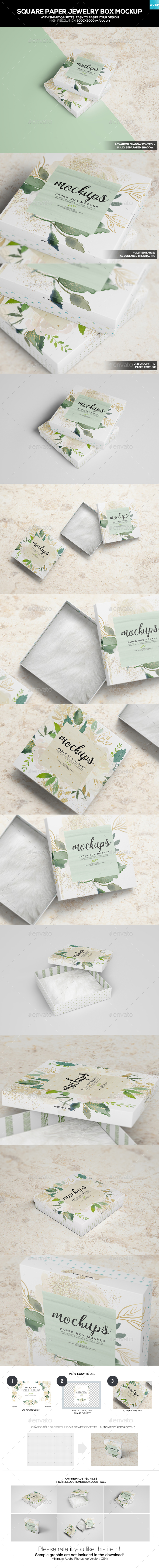 Square Paper Jewellery Box Mockup - Miscellaneous Packaging
