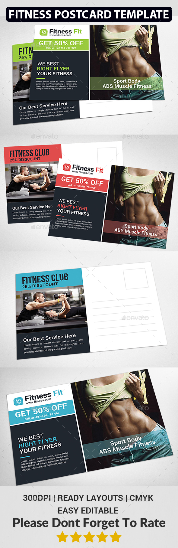 Fitness Postcard - Cards & Invites Print Templates