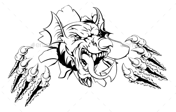 Welsh Dragon Breaking Out - Monsters Characters