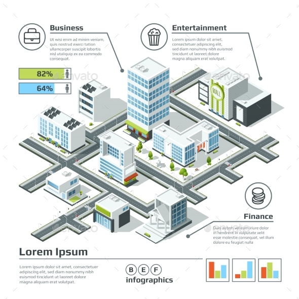 Isometric 3d City Map - Buildings Objects