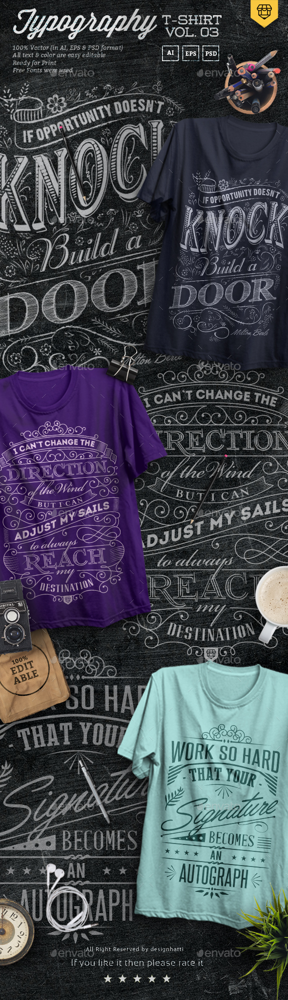 3 Quote Typography T-Shirts Vol.03 - T-Shirts