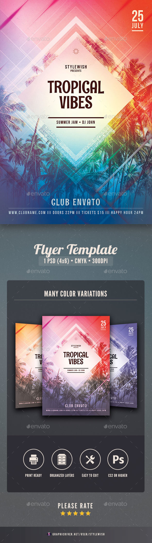 Tropical Vibes Flyer - Clubs & Parties Events