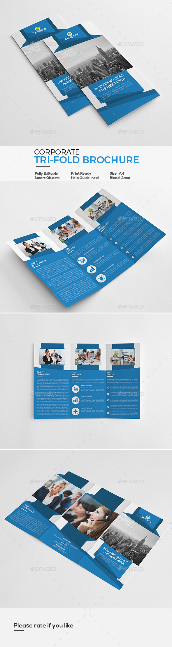 Modern Corporate Tri-Fold Brochure - Corporate Brochures
