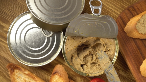 Fresh Pate with Bread on Wooden Table