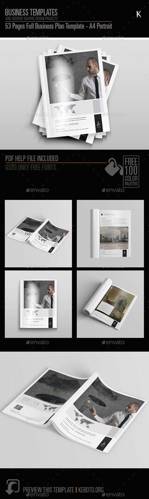53 Pages Full Business Plan Template - A4 Portrait - Miscellaneous Print Templates