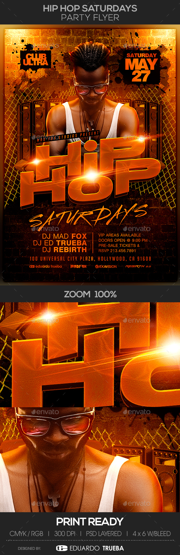 Hip Hop Saturdays Party Flyer - Clubs & Parties Events