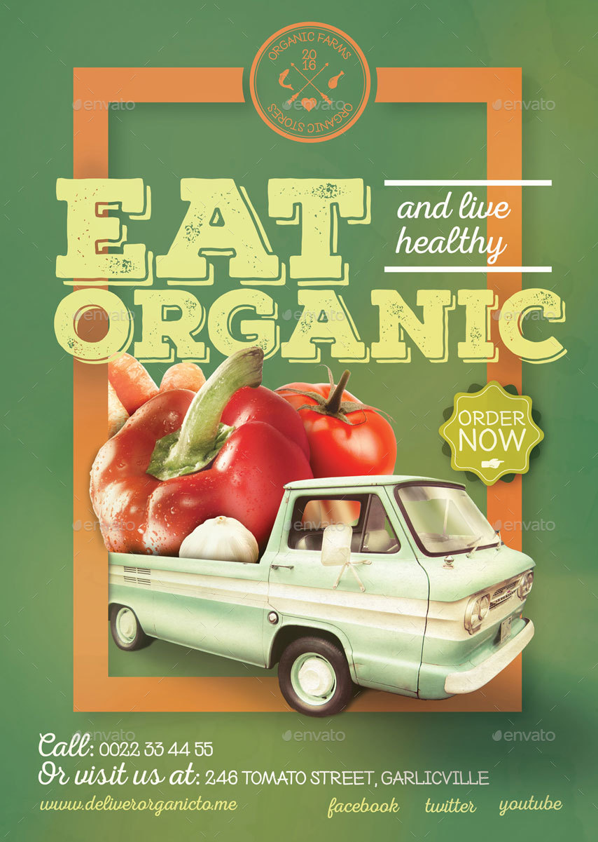 Organic food poster / flyer template by CreativeForm ...