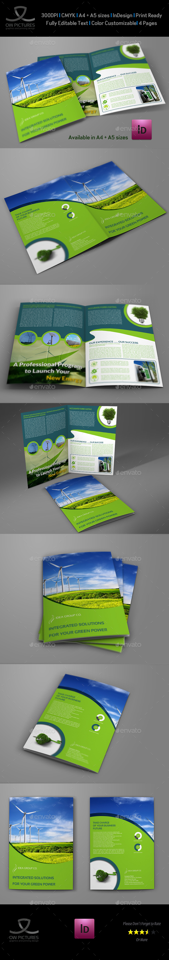 Green Energy Company Brochure Bi-Fold Template - Brochures Print Templates