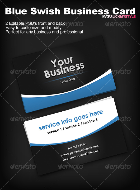 Blue Swish Business Card - Corporate Business Cards