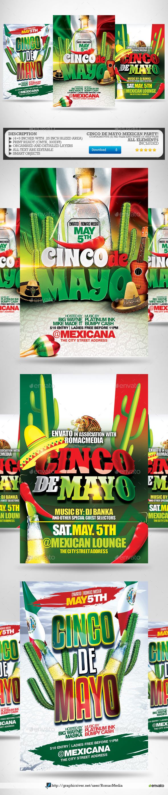 Cinco De Mayo Party Flyer Bundle - Clubs & Parties Events