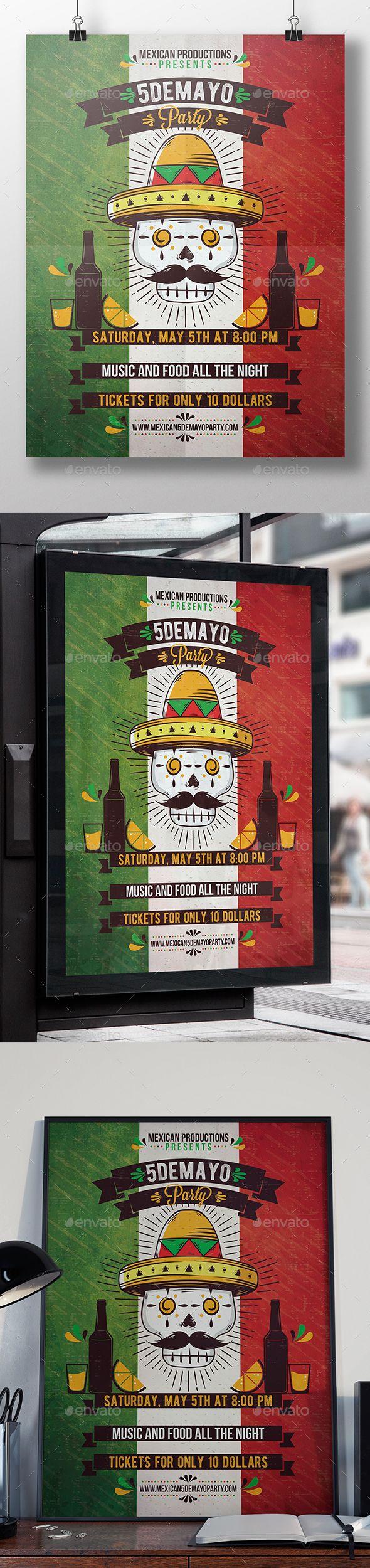 Mexican Calaca Flyer Template - Clubs & Parties Events