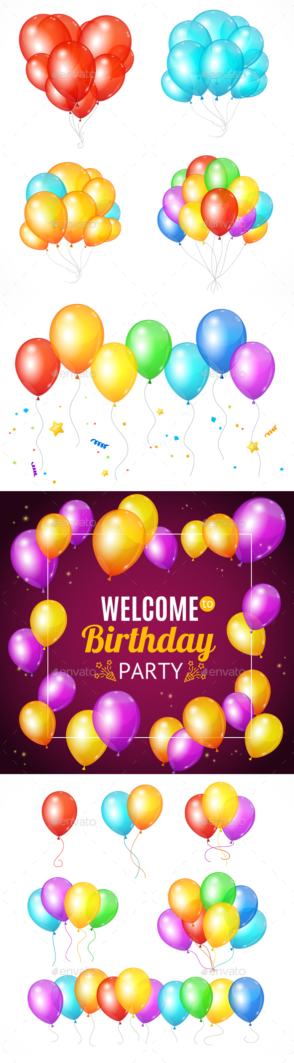Realistic Balloon Set - Birthdays Seasons/Holidays