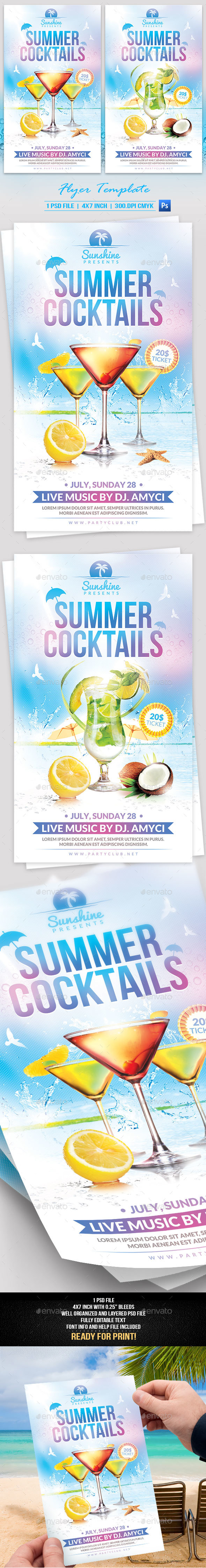 Summer Cocktails Flyer Template - Events Flyers