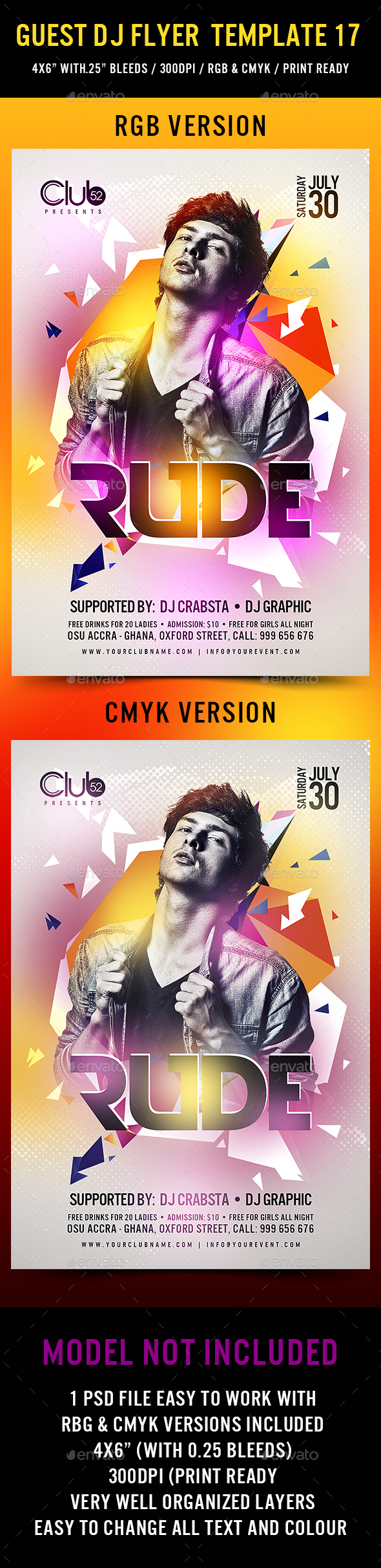 Guest DJ Flyer Template 17 - Clubs & Parties Events