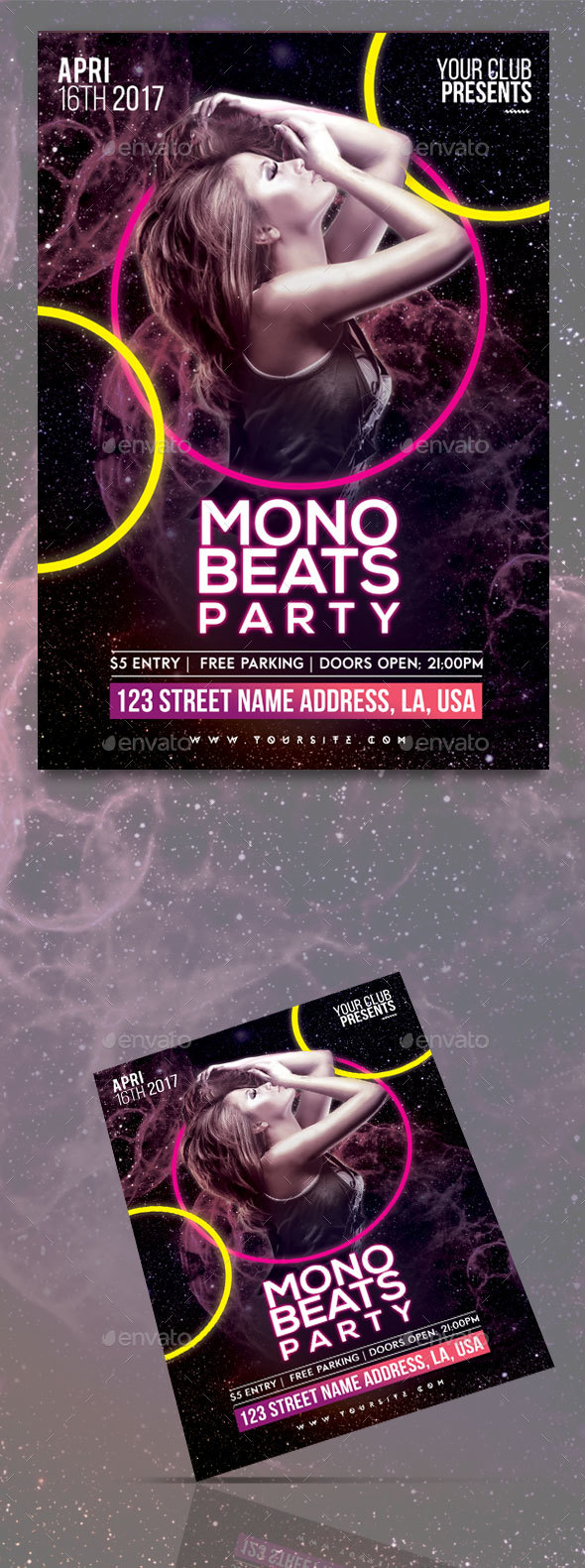 Mono Beats Party Flyer Template - Clubs & Parties Events