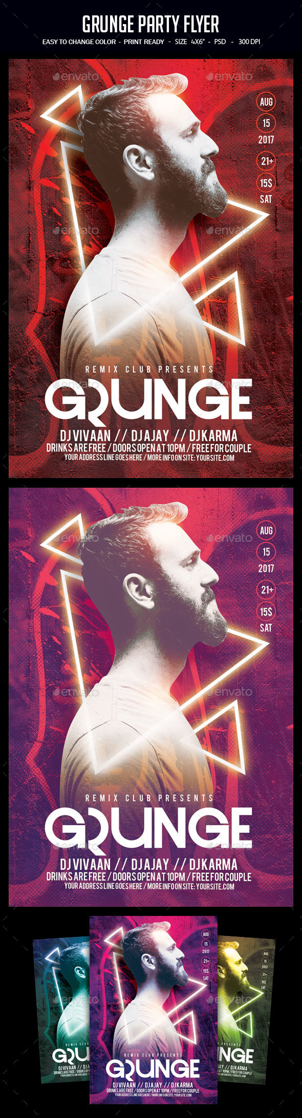 Grunge Party Flyer - Clubs & Parties Events