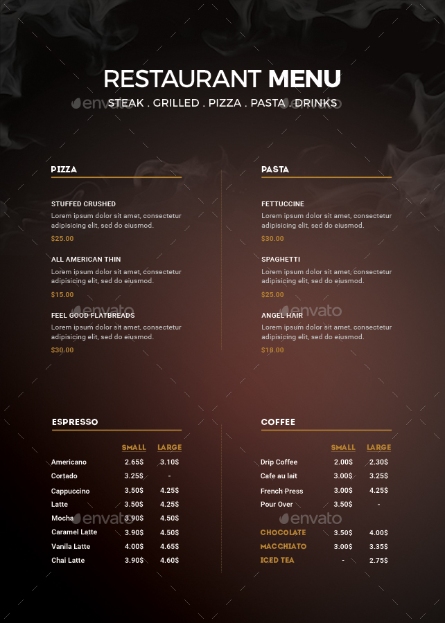 Food Menu, Print Templates | GraphicRiver