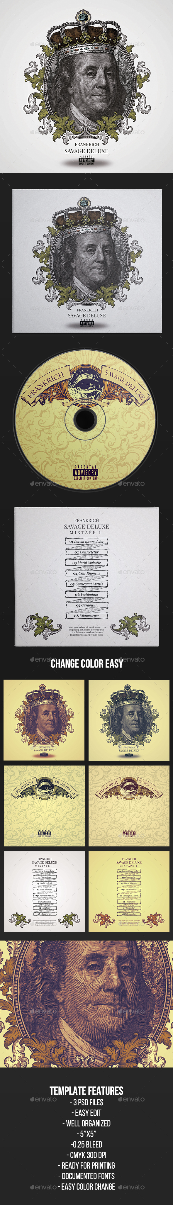 Savage Deluxe - CD Cover Artwork Template - CD & DVD Artwork Print Templates