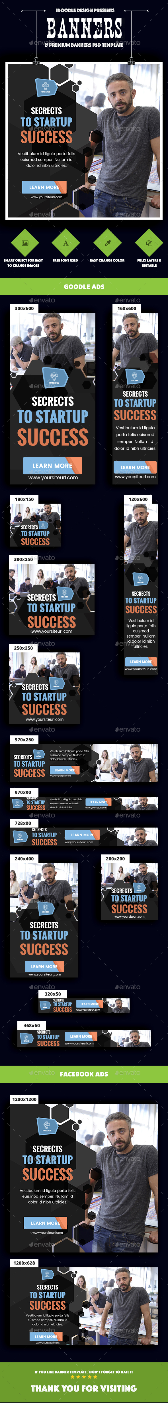 Multipurpose, Business, Startup Banners Ads - Banners & Ads Web Elements