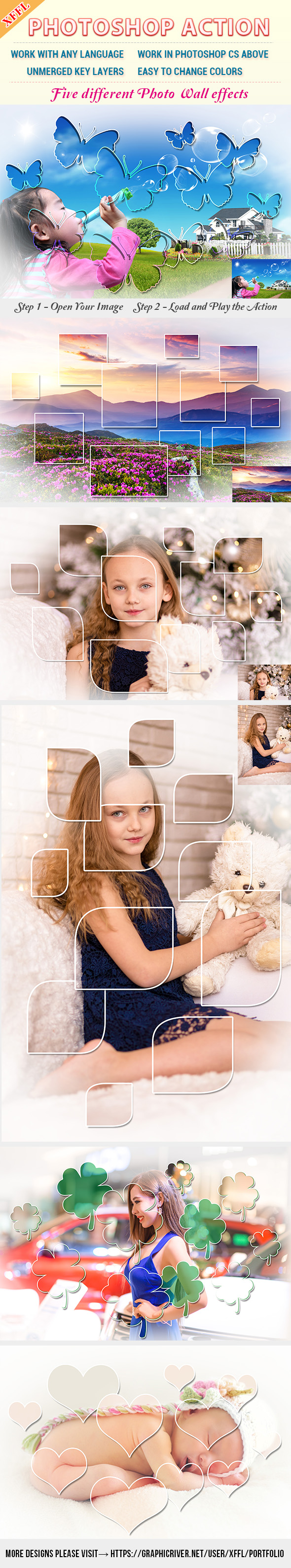 Photo Wall Effect Photoshop Action - Photo Effects Actions