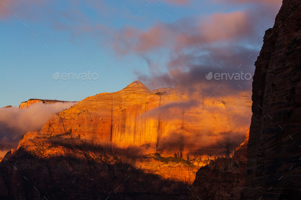 Zion at sunset - Stock Photo - Images