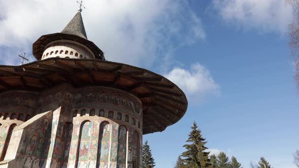 Medieval Monastery With Painted Walls In The Romanian Village Of Voronet In Suceava County alt