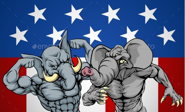 Elephants Fighting Concept - Animals Characters